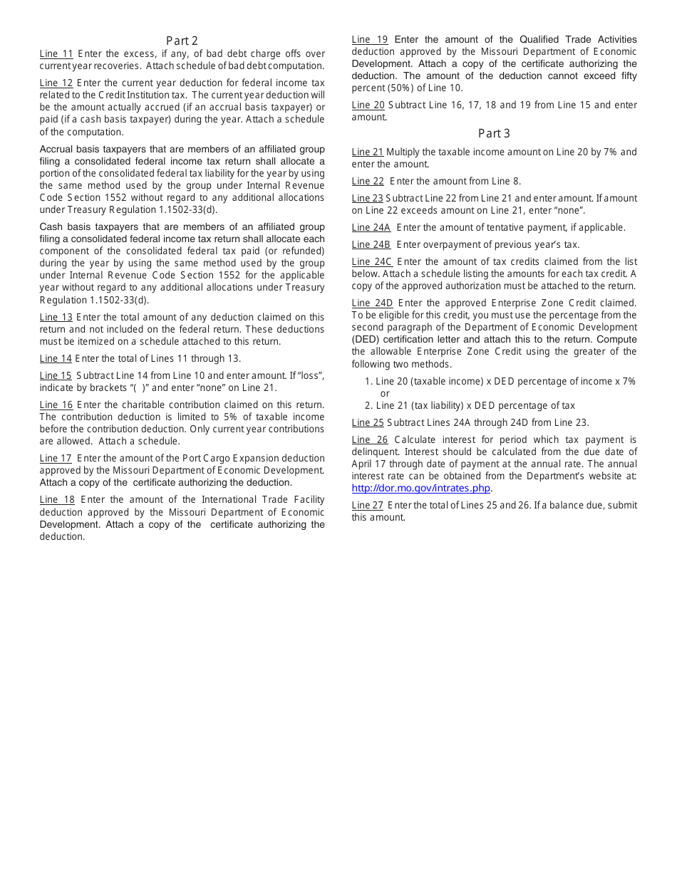 Form 2823 Credit Institution Tax Return - Missouri, Page 4