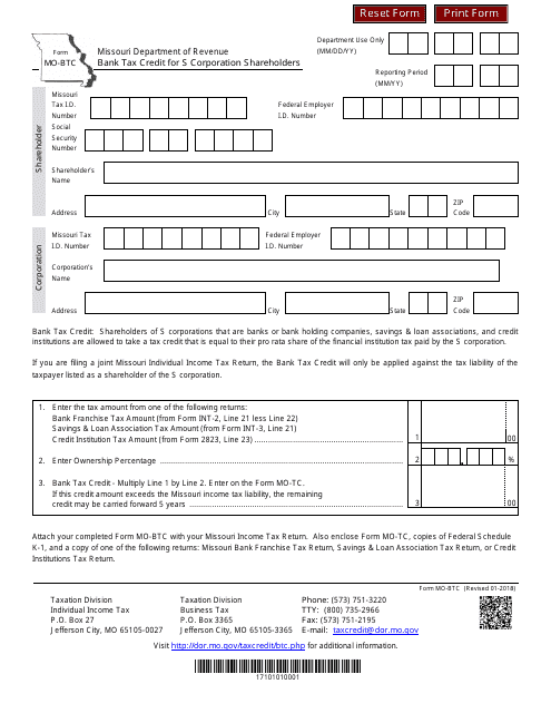 Form MO-BTC  Printable Pdf