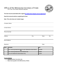 Document preview: Ucc/Tax Lien Initial Dataset Request Form - Minnesota