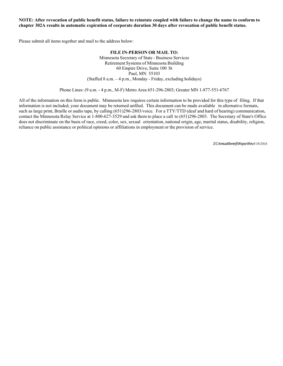 Minnesota Public Benefit Corporation Annual Benefit Report - Minnesota, Page 3