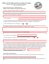 Document preview: Foreign Corporation or Cooperative Merger Form - Minnesota