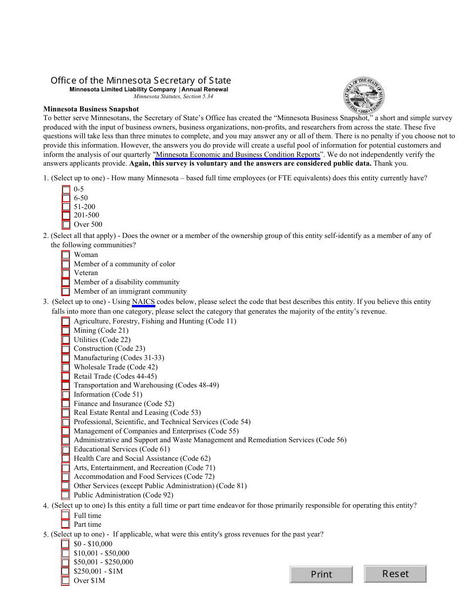 Limited Liability Company Annual Renewal - Minnesota, Page 2