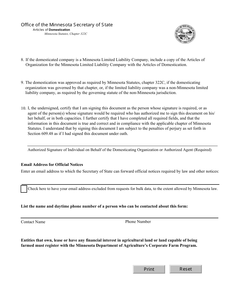 Articles of Domestication - Minnesota, Page 2
