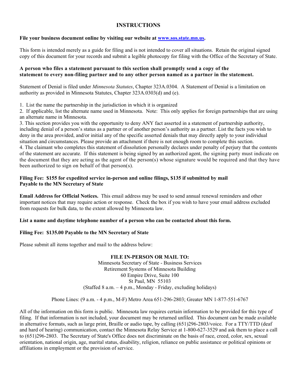 Statement of Denial - Minnesota, Page 3