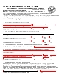 Certificate of Limited Partnership Form - Minnesota