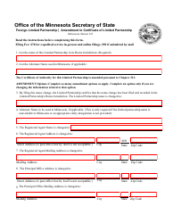 Document preview: Amendment to Certificate of Limited Partnership Form - Minnesota