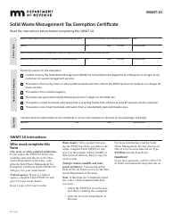 Form SWMT-10 &quot;Solid Waste Management Tax Exemption Certificate&quot; - Minnesota