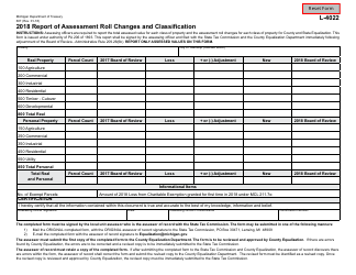 Document preview: Form 607 Report of Assessment Roll Changes and Classification - Michigan