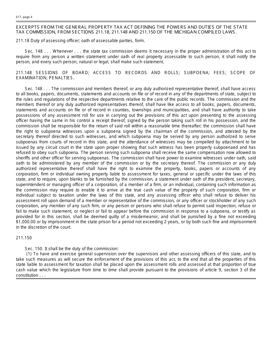 Form 617 Commercial Real Property Statement - Michigan, Page 4