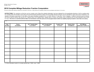 Form 613 &quot;Complete Millage Reduction Fraction Computation&quot; - Michigan, 2018
