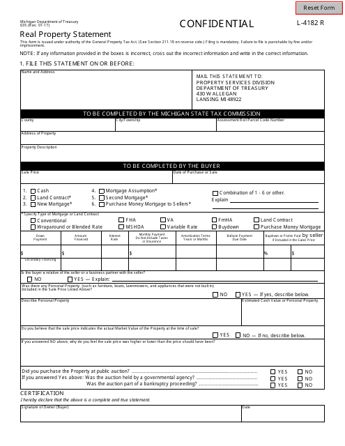 Form 635 Real Property Statement - Michigan