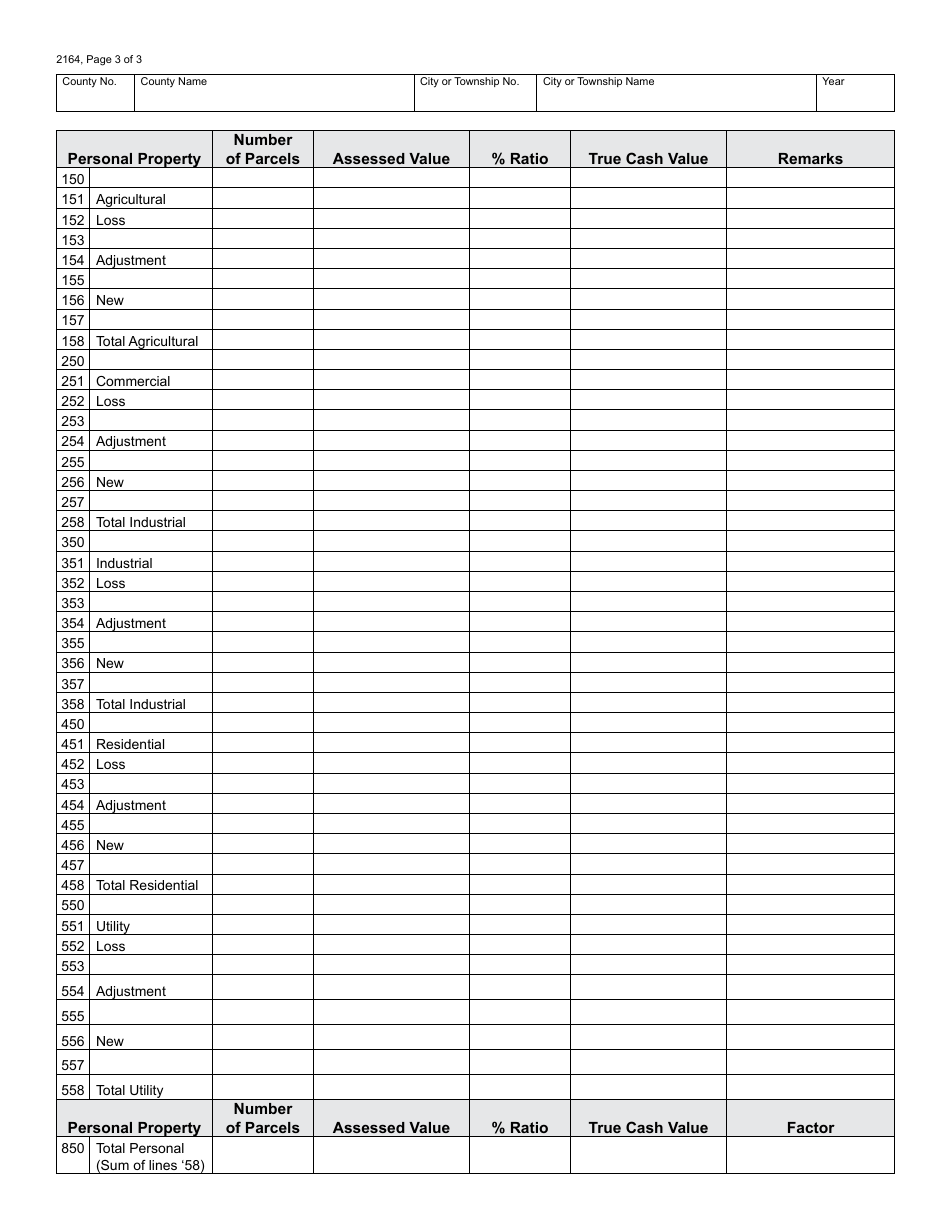 Form 2164 - Fill Out, Sign Online and Download Fillable PDF, Michigan ...