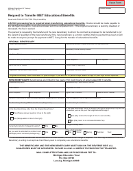 Form 2781 Request to Transfer Met Educational Benefits - Michigan