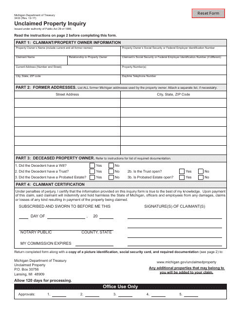 Form 3433  Printable Pdf