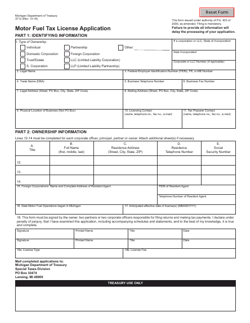 Form 3712  Printable Pdf