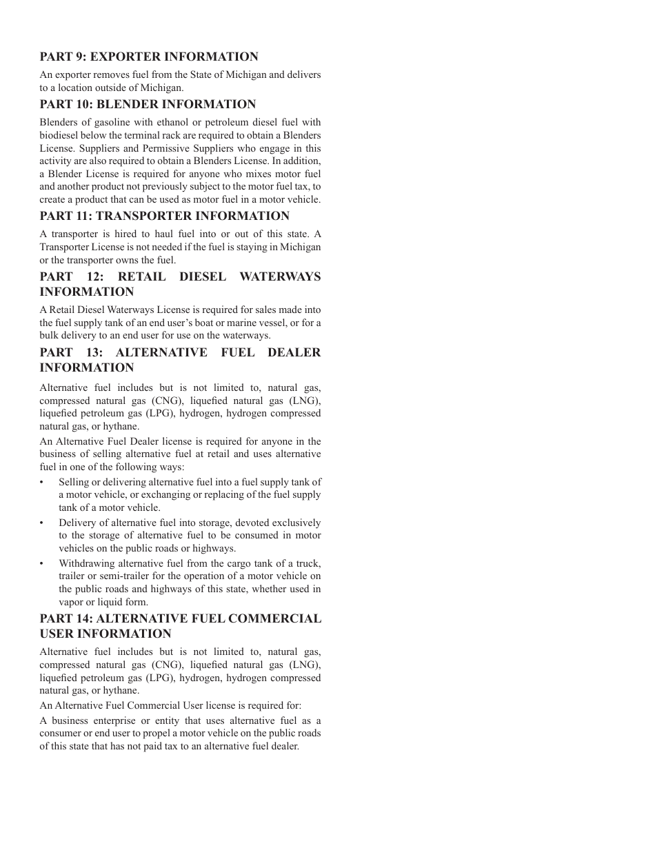 Form 3712 Motor Fuel Tax License Application - Michigan, Page 9