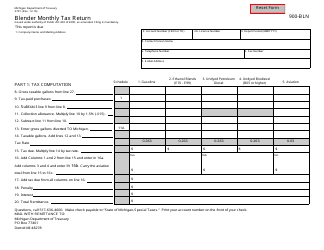 Document preview: Form 3791 Blender Monthly Tax Return - Michigan