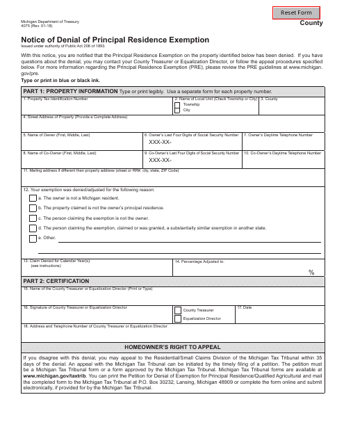 Form 4075  Printable Pdf