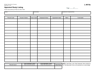 Document preview: Form L4015a Appraisal Study Listing - Michigan
