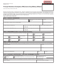 Document preview: Form 4660 Principal Residence Exemption (Pre) Active Duty Military Affidavit - Michigan