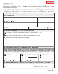 Form 4813 Assessor&#039;s Affidavit to Waive Principal Residence Exemption (Pre) Denial Interest - Michigan