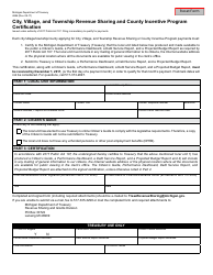 Document preview: Form 4886 City, Village, and Township Revenue Sharing and County Incentive Program Certification - Michigan