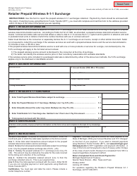 Document preview: Form 5012 Retailer Prepaid Wireless 9-1-1 Surcharge - Michigan