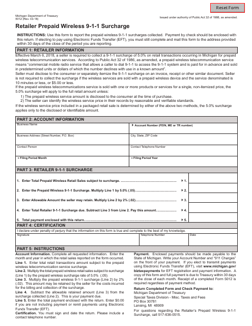 Form 5012  Printable Pdf