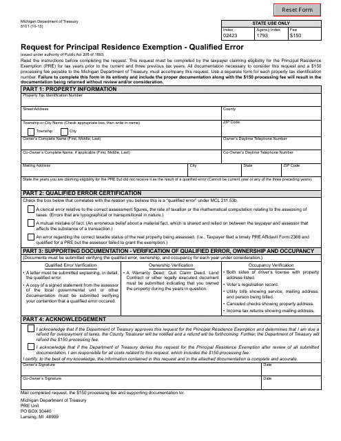 Form 5101  Printable Pdf