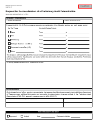 Form 5244 Request for Reconsideration of a Preliminary Audit Determination - Michigan