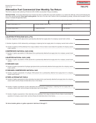 Document preview: Form 5495 (700-LPG) Alternative Fuel Commercial User Monthly Tax Return - Michigan