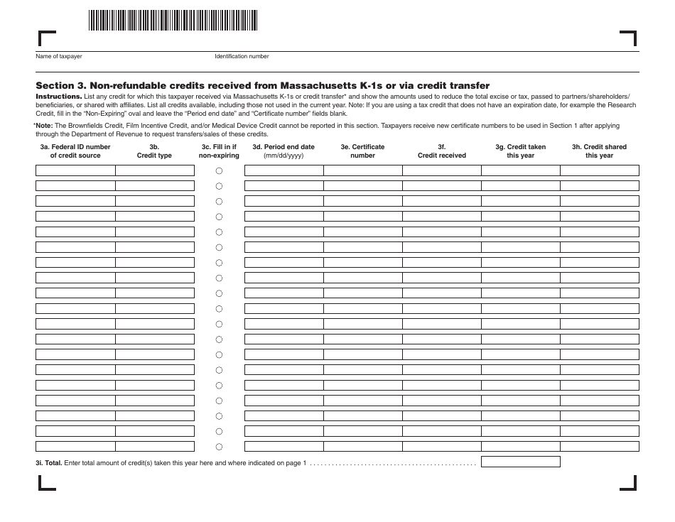 Credit Manager Schedule - Massachusetts, Page 3