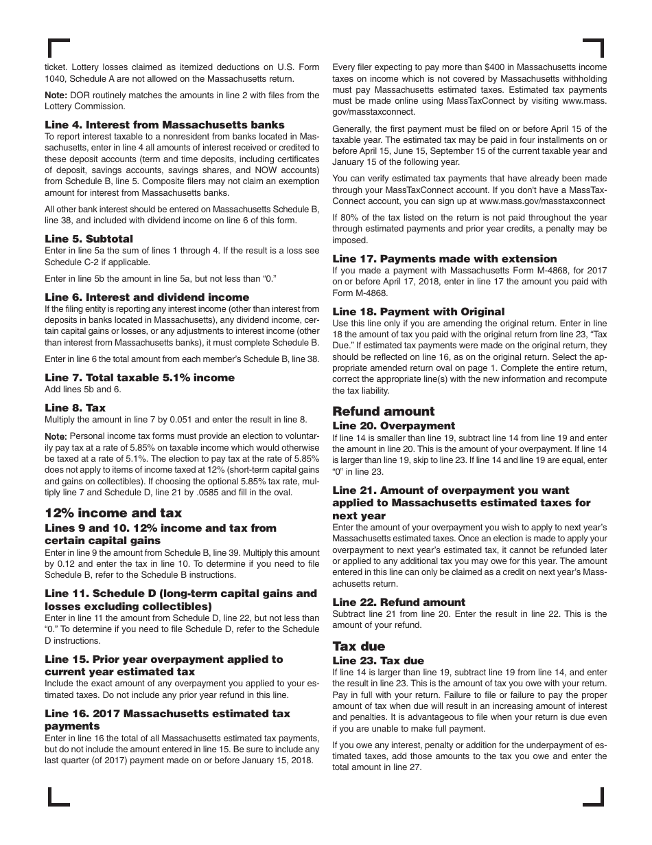 Download Instructions for Form MA Nonresident Composite Return PDF