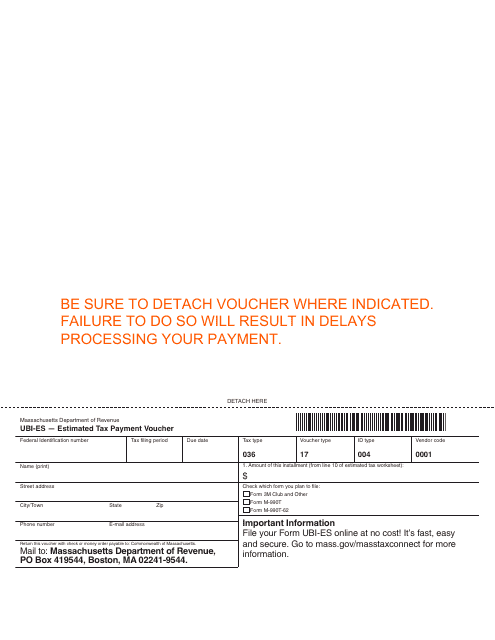 Form UBI-ES  Printable Pdf