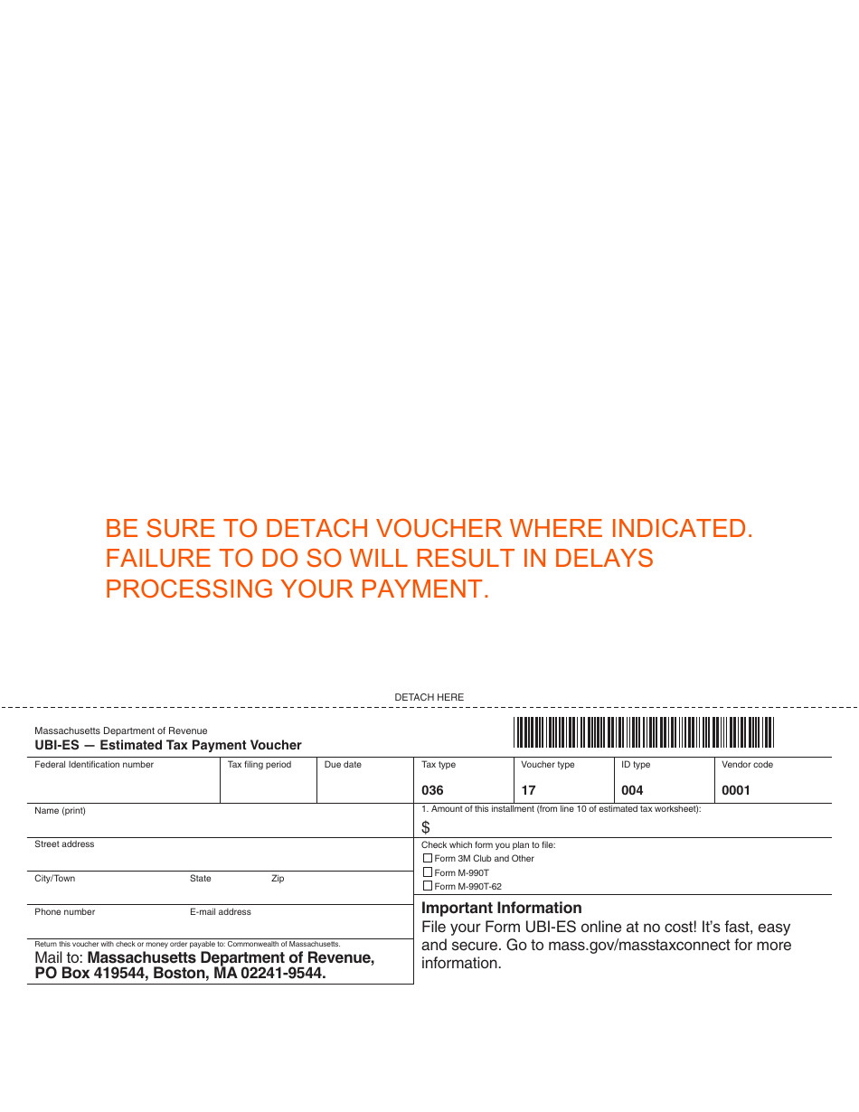 Form UBI-ES Estimated Tax Payment Voucher - Massachusetts, Page 3