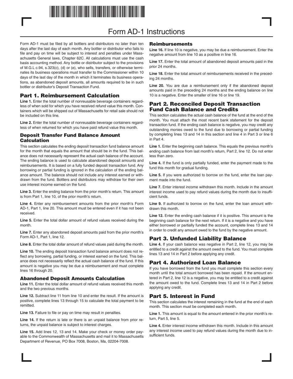 Form AD-1 Abandoned Deposit Amounts Return - Massachusetts, Page 3