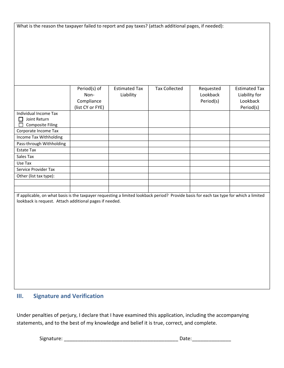 Voluntary Disclosure Application Form - Maine, Page 2