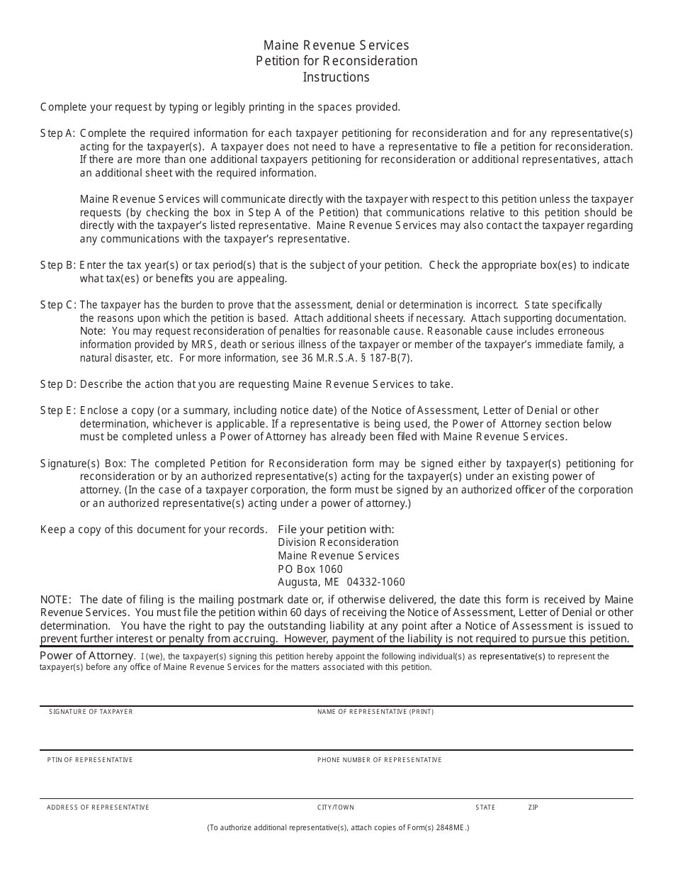 Petition for Reconsideration - Maine, Page 2