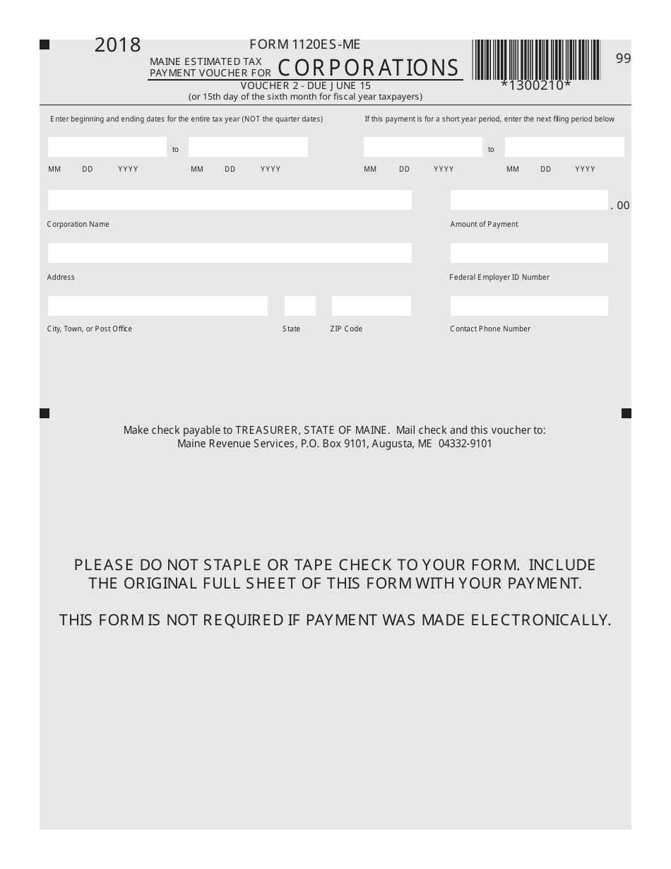 Form 1120ES-ME Maine Estimated Tax Payment Voucher for Corporations - Maine, Page 2