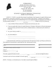 Document preview: Form REW-2 Residency Affidavit, Individual Transferor, Maine Exception 3(A) - Maine