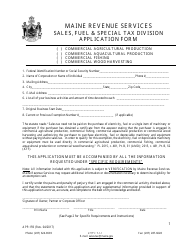 Document preview: Form APP-159 Combined Commercial Exemption Application - Maine