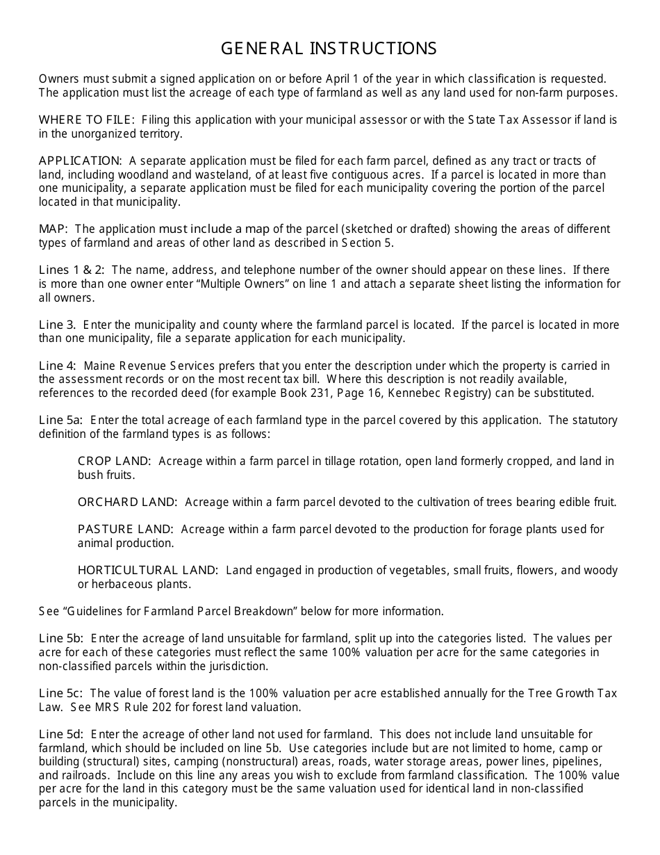 Application for Farmland Classification - Maine, Page 3