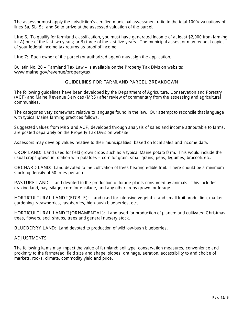 Application for Farmland Classification - Maine, Page 4