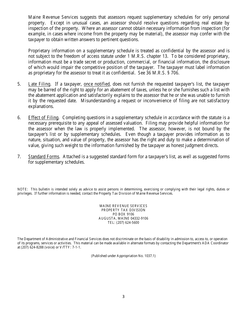 Sample Request for List of Taxable Property - Maine, Page 3