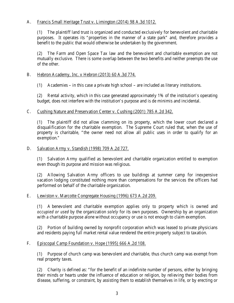Tax Exemptions for Benevolent and Charitable Institutions - Maine, Page 3