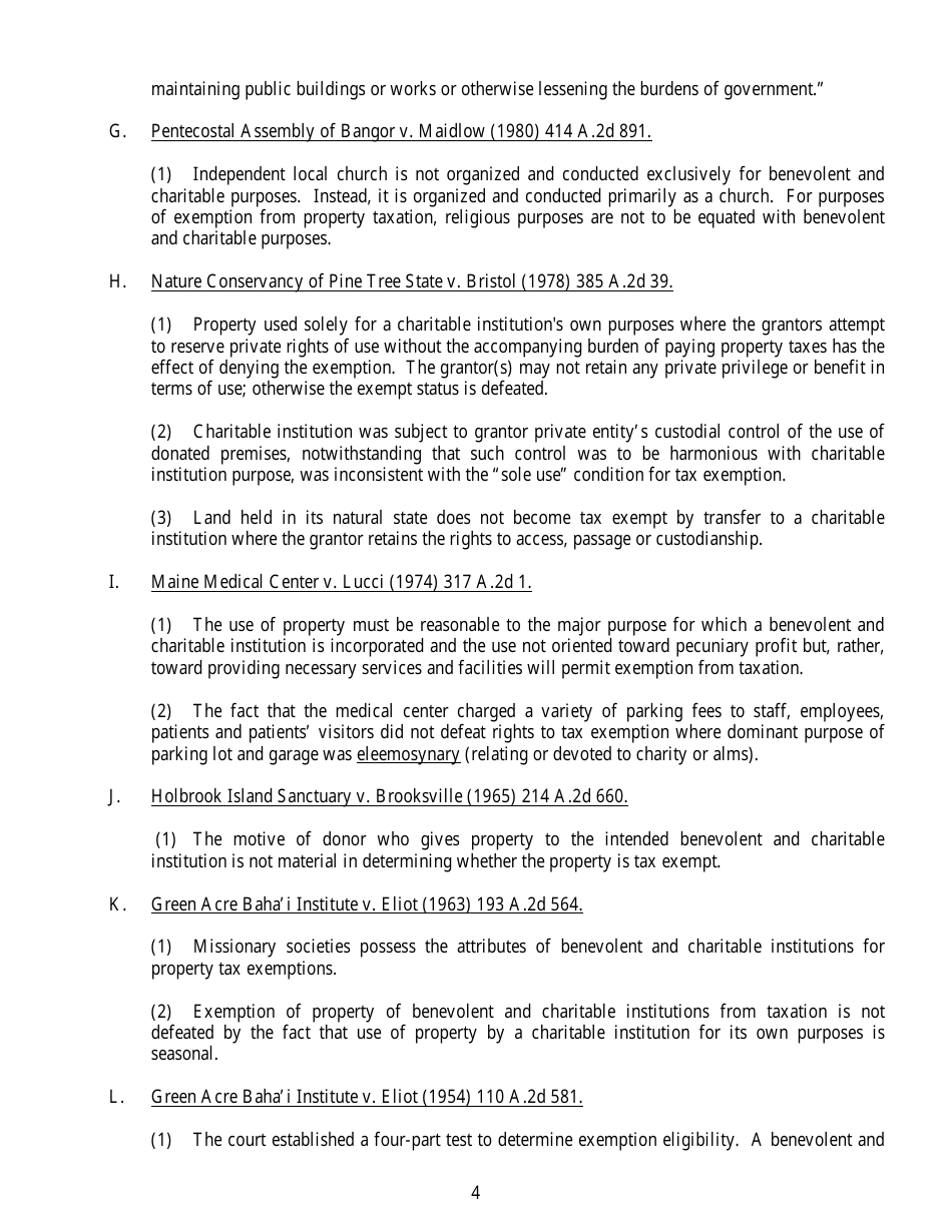 Tax Exemptions for Benevolent and Charitable Institutions - Maine, Page 4
