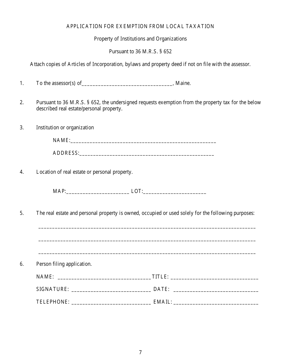 Tax Exemptions for Benevolent and Charitable Institutions - Maine, Page 7