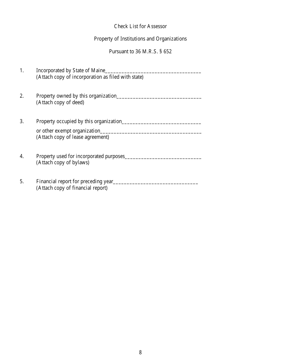 Tax Exemptions for Benevolent and Charitable Institutions - Maine, Page 8