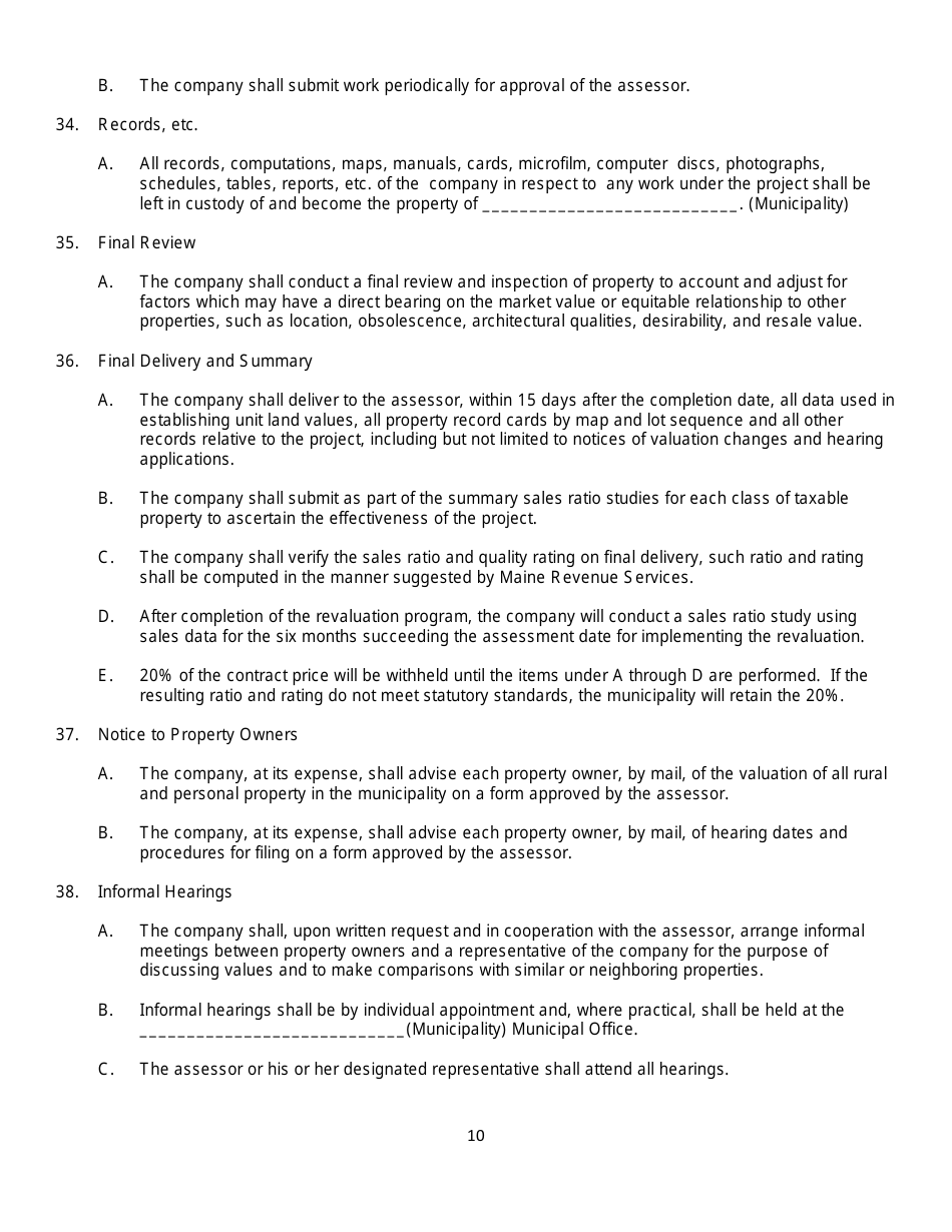 Model Contract for Revaluation Services - Maine, Page 10