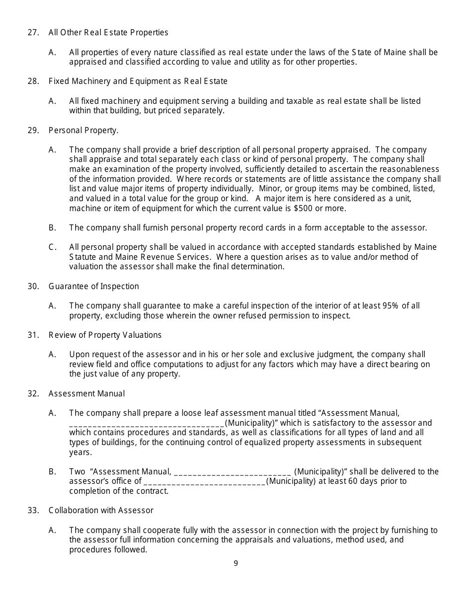 Model Contract for Revaluation Services - Maine, Page 9
